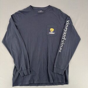 Vineyard Vines Long Sleeve T Shirt Mens Large #98 Wide Retriever Navy Tee